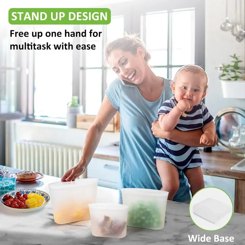 Premium Silicone Food Storage Bags - 100% BPA-Free