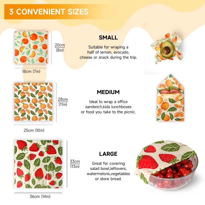 9x Natural Beeswax Wraps