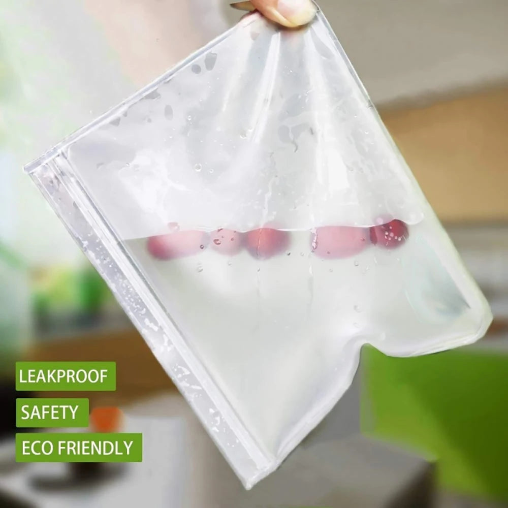 10-Piece Set - Durable Food-Grade Silicone Storage Bags (BPA-Free & Non-Toxic)