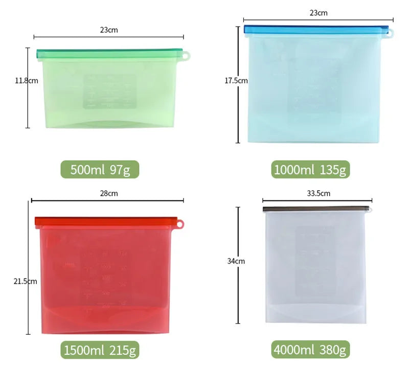 Premium Food-Grade Silicone Bags - Versatile, Dishwasher-Safe & Durable
