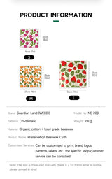 9x Natural Beeswax Wraps