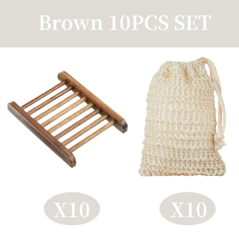 Sustainably Crafted Wooden Soap Dishes + Natural Fiber Pouches - 100% Hand-Finished
