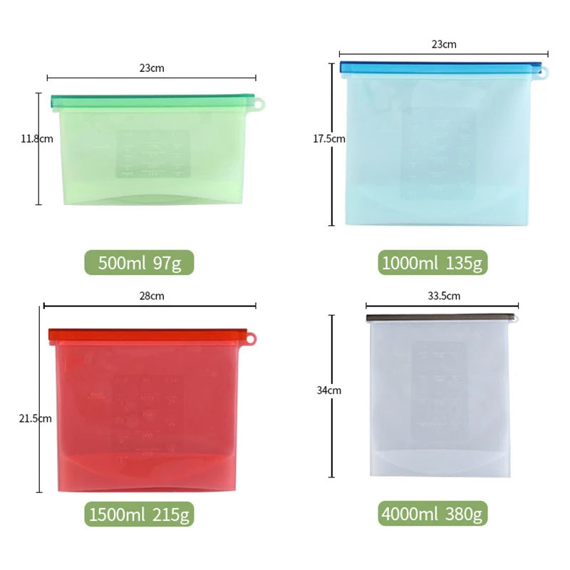 Premium Food-Grade Silicone Bags - Versatile, Dishwasher-Safe & Durable