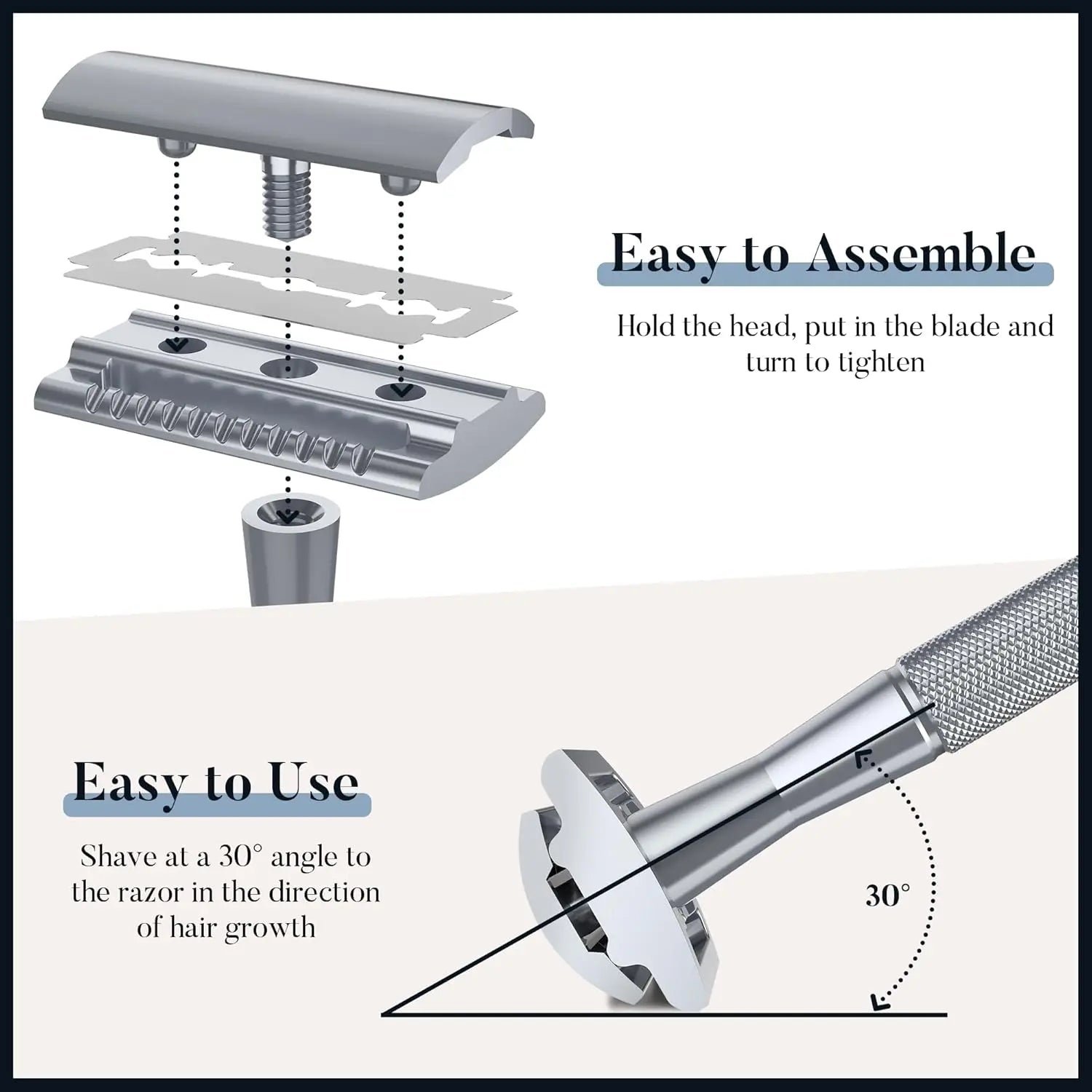 Precision-Engineered Safety Razor (Medical-Grade Stainless Steel)