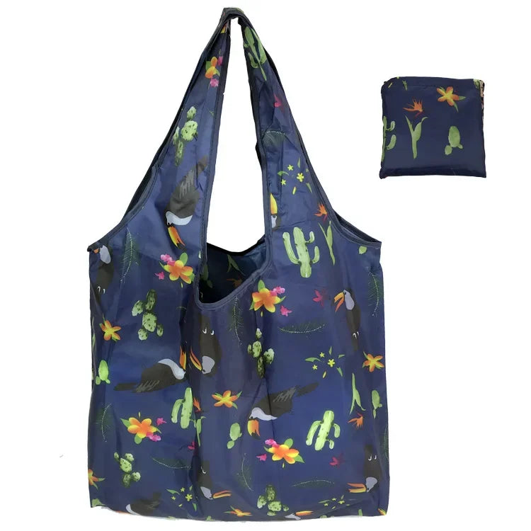 Foldable Reusable Bag (Washable Fabric) - Lightweight & Stylish