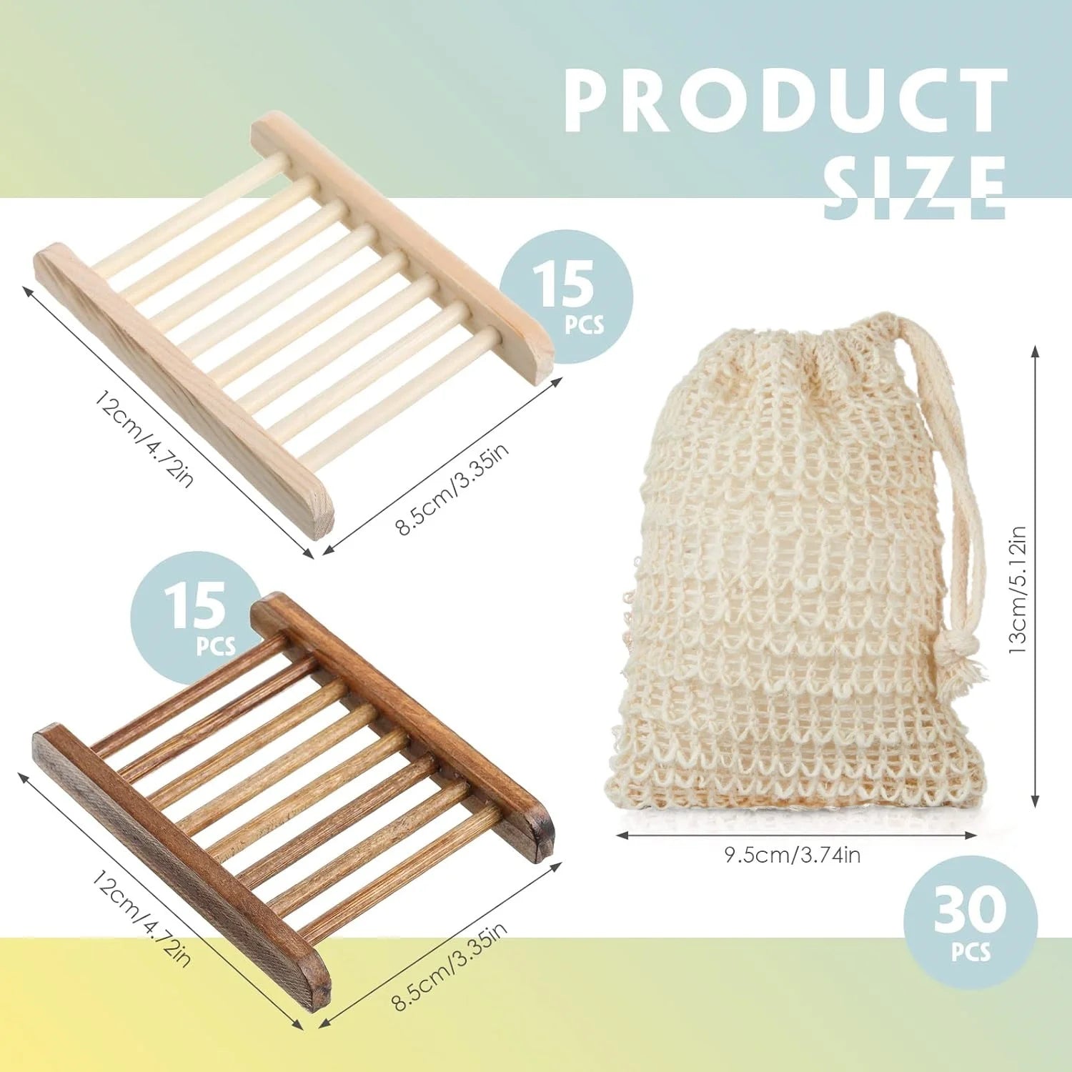 Sustainably Crafted Wooden Soap Dishes + Natural Fiber Pouches - 100% Hand-Finished