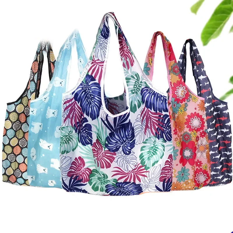 Foldable Reusable Bag (Washable Fabric) - Lightweight & Stylish