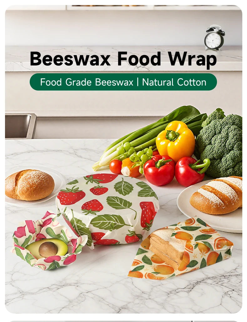 9x Natural Beeswax Wraps