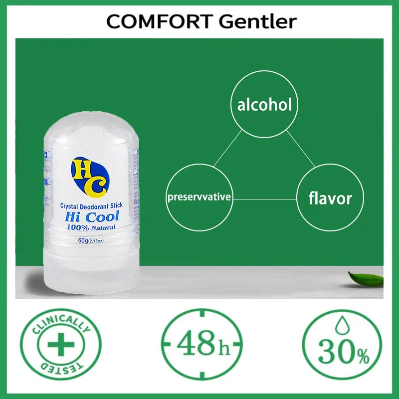 60g Natural Antiperspirant Stick (100% Pure Alum Crystal)